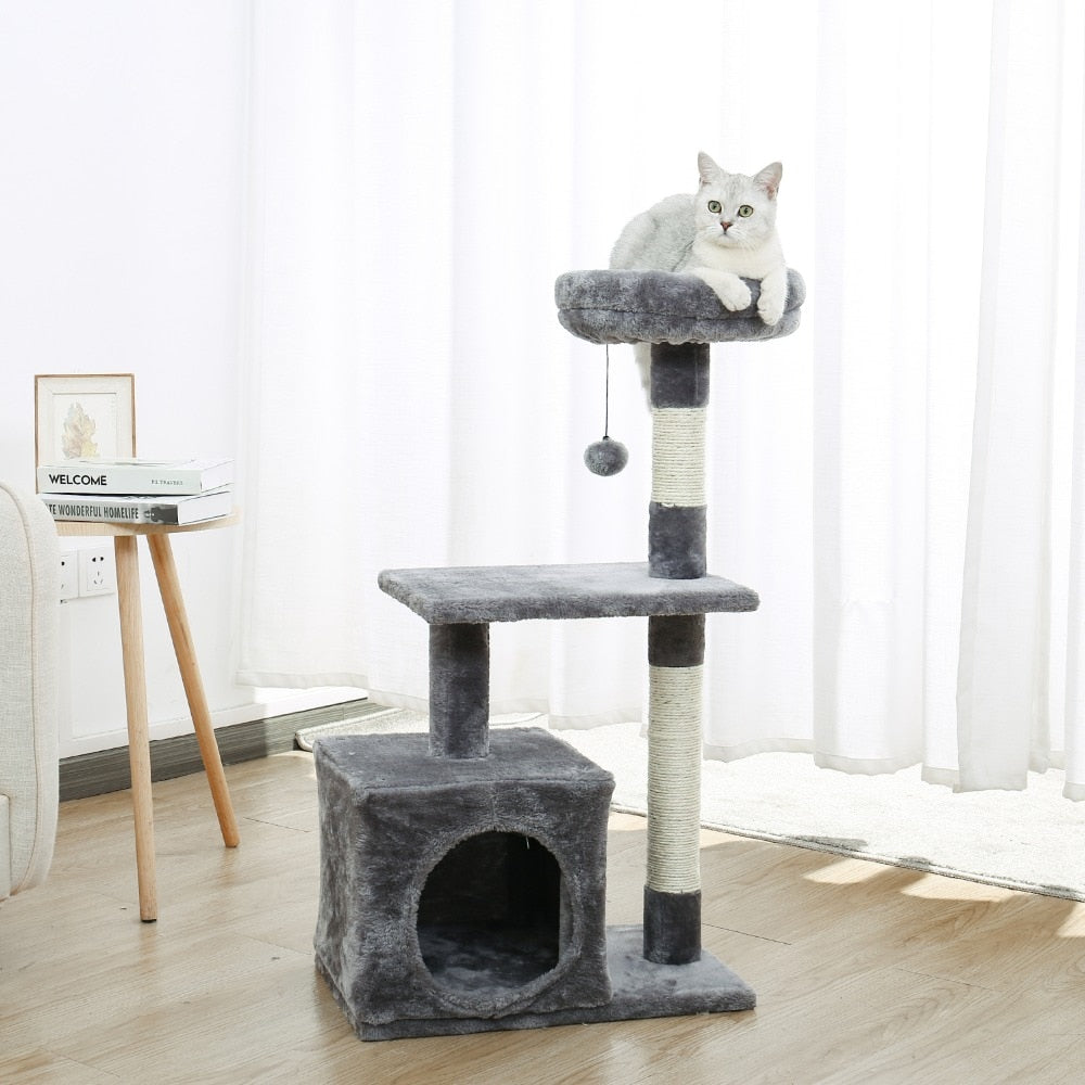 Grey cat tree